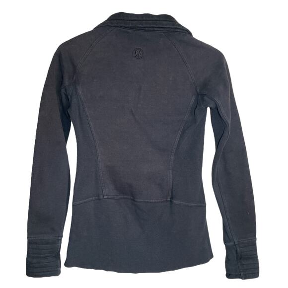 Lululemon Black Full-Zip Ribbed Panel Athletic Jacket Size 4 - Picture 2 of 7